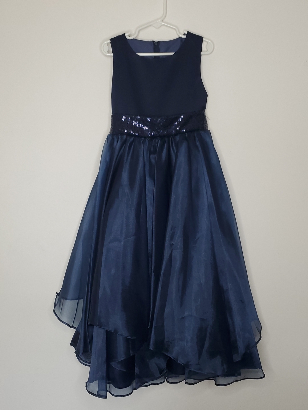 Navy Sequin Waist Sleeveless Flower Girl Dress Size 8